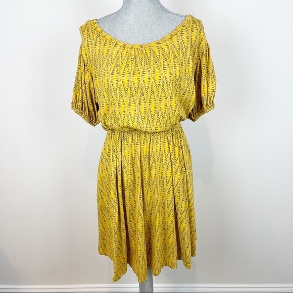 Daily Ritual Dress size XS Yellow Grey Print - Picture 1 of 6